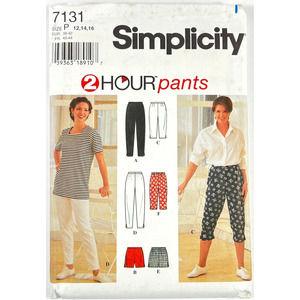 Simplicity Sewing Pattern 7131 Misses' Pants Shorts Size P 12-16 Uncut 1996 VTG